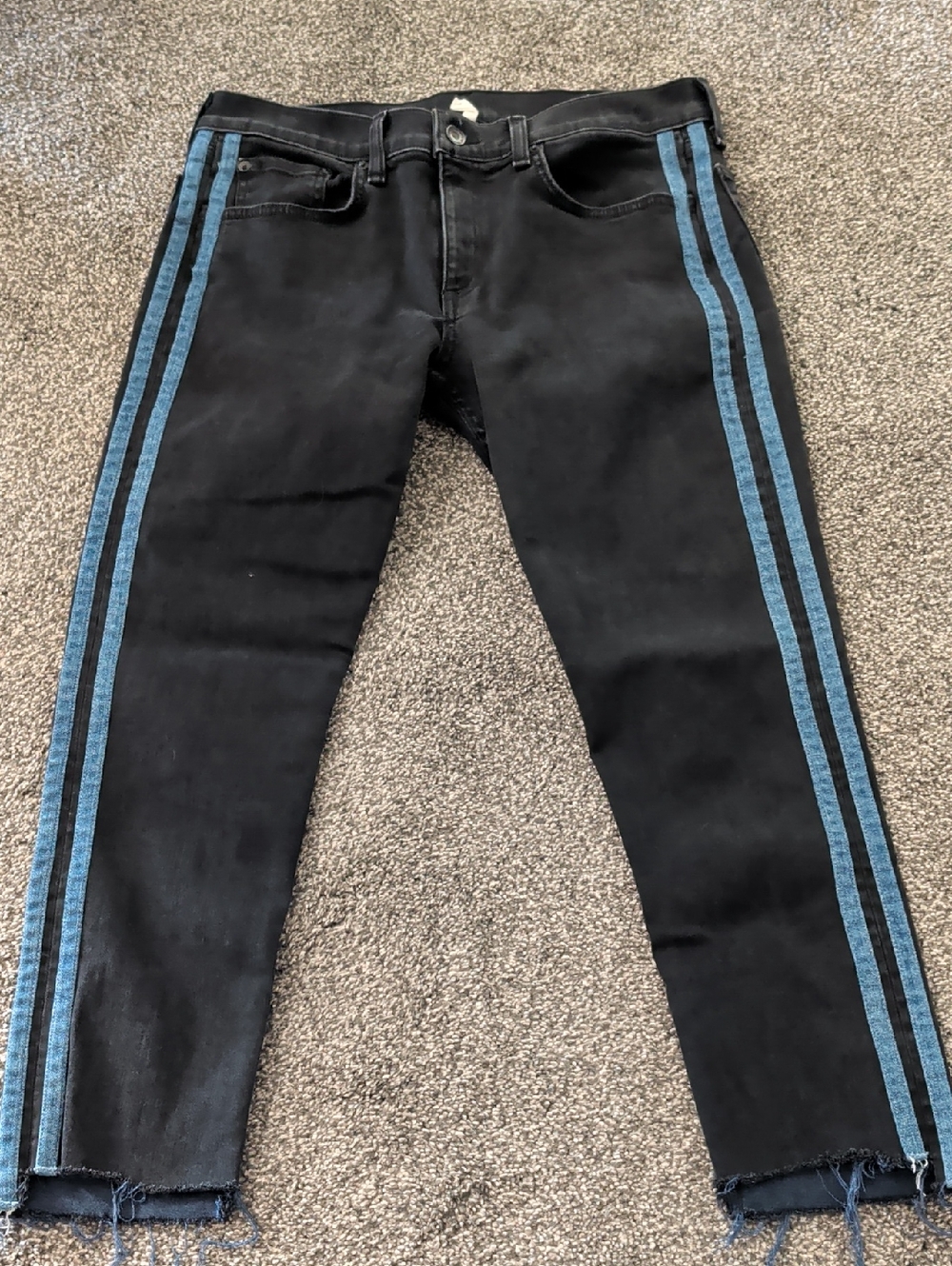 rag & bone, Dre  Black Skinny Jeans with Blue Side Stripes